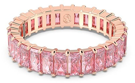 Swarovski Bague Matrix, Taille baguette, Rose, Placage de ton or rosé
