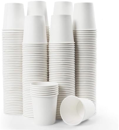 Vumdua 100 vasos de papel desechables de 6 onzas, vasos de bebidas frías y calientes para café, agua, té, jugo, espresso y cortado (blanco)