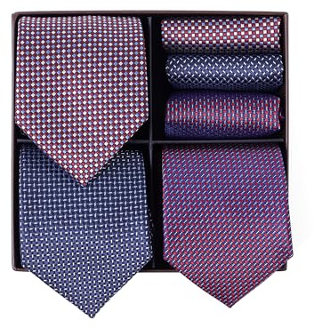 BRERA 67-3 Pezzi Cravatta Uomo elegante + 3 Pezzi fazzoletto da taschino uomo, Set uomo con confezione regalo, Cravatte e Pochette Classiche