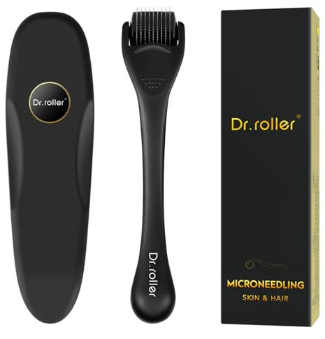 Dr.roller Derma Roller 1,5 mm, Bartroller Bartwuchs, Derma Roller Haare Kopfhaut, Derma Roller Bart Roller, Microneedling Roller mit 540 Mikro Titan Nadeln für Gesicht, Kopfhaut, Haarverlust, Narben