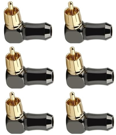 Loufy 6 Pezzi Connettore RCA Spina Audio Terminale Altoparlante A Gomito Ad Angolo Retto da 90 Gradi per Sostituzione Video di Saldatura