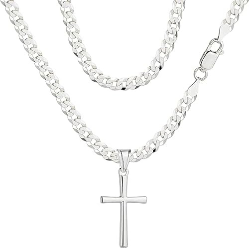 Chaînes de luxe Amar pour hommes - Chaîne de croix en argent 925, chaîne gourmette, chaîne royale - Qualité italienne
