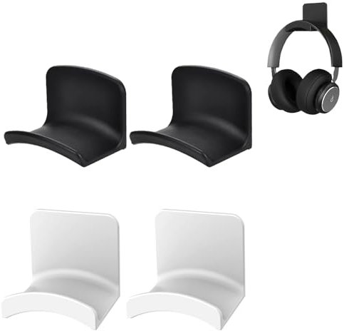 Saiyqsff 4 PCS Headphone Mount Hanger Holder Adhesive Desk Hook - Universal Headset Mount for Gaming Headphone Controller (Black, White)