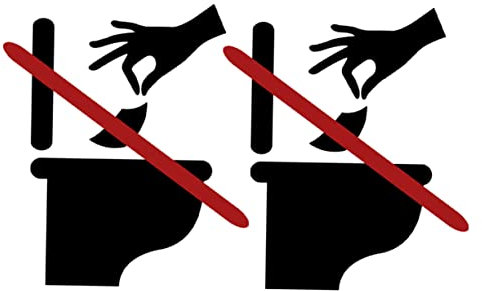 PHENOFICE Adesivo Rimovibile Per Wc e Cartello Per Coperchio Del Water 30x30cm, Segnaletica Bagno Per Superfici Lisce, Decorazione Pratica Per Bagni Pubblici e Domestici, Set 2 Pezzi