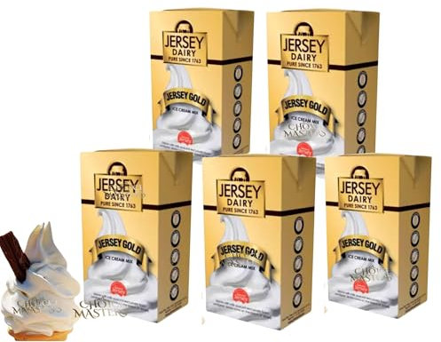 Ice Cream Mix - Soft Serve - Premium Jersey Gold Soft Serve Ice Cream Mix - 5 Packs of 1L Boxes - Superior Creamy Taste - Compartible With Ninja Creami - Home or Commercial Use - 5 x 1L Total