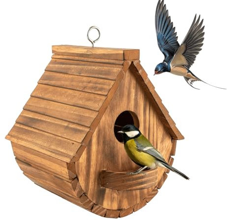 Nistkasten für Wildvögel,Aufhängen Kiefernholz Vogelhaus für Gartenvögel,Wetterfest und Langlebig Nisthaus für draußen,ideales Zuhause für Meisen, Spatzen & andere Wildvögel.