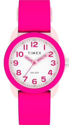 Timex Kids Time Machines 30 mm Watch, Blue Silicone Strap White Dial Yellow Case TW2W92100