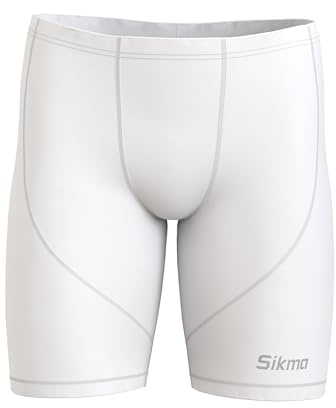 Sikma Traje de baño para hombre, bañador tipo bóxer deportivo, tipo bóxer para entrenamiento de carreras, blanco, Talla única