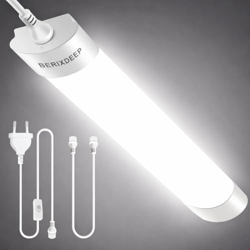 LED-reglette 120 cm med strömbrytare, CCT-justerbar färg, LED-taklampa för utomhusbruk (3 000K-6 500 K) med 3 m kabel för garage, arbetsbänk, källare, arbetsbänk, utomhus och inomhus, 36 W