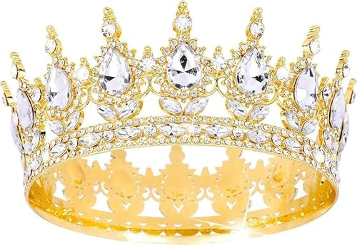 Couronne princesse, Diademe femme, Couronne anniversaire, Couronnes reines, Couronnes princesse adultes,Convient pour les anniversaires, les mariages,bal de fin d'année (ImitationGold)