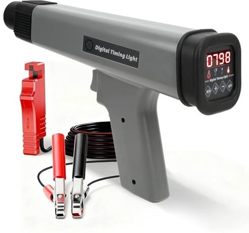 Tändningsljuspistol med LED digital display och varvräknare, 12 V tändtidspistol justerbar, stroboskop lampa för stroboskop bensinmotorer, tändpistol för bil, motorcykel, båt, traktor, gräsklippare