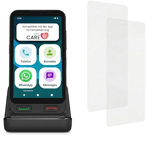 SPC ZEUS 2 + Custodia + Proteggi schermo | Smartphone per anziani compatibile app gestione e posizione remota | Modalità facile, pulsanti fisici, icone XXL | 5 e 64GB | Base ricarica, pulsante SOS
