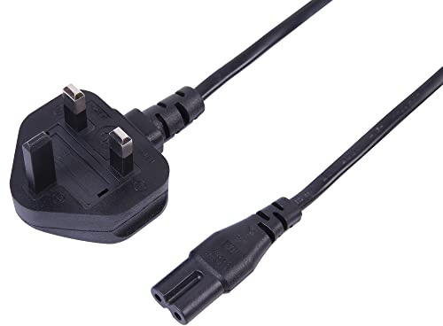 pro elec 5 m UK 3 Pin Cord IEC C7 Figure 8 Mains Power Charger Cable - Black