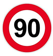 Autocollant Sticker signalisation Plaque Porte Panneau limitation Vitesse 90