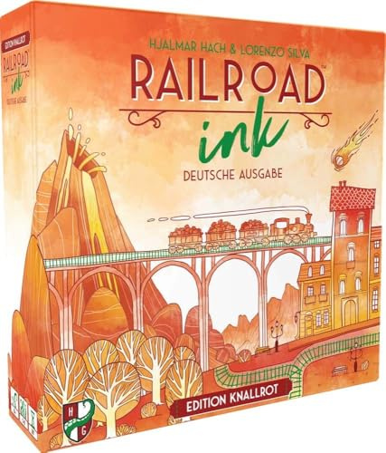 Heidelberger Spieleleverlag, Horrible Guild HR013 – Railroad Ink: Edition Knallrot – tärningsspel, för 1–6 spelare, från 8 år – tyska, röd