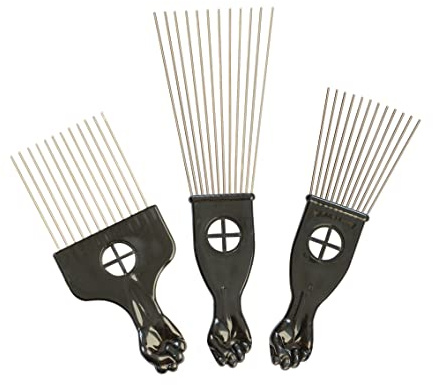 3 pezzi Pettine Afro Metallo Picks Larga Denti Capelli Picks Pettini Salone Usando per Parrucchiere Styling Strumento
