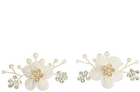 Happyyami 1 Paar Frauen Hochzeit Party Schuhe Clips Strass Perle Kristall Blumen Dekorative Schmuck Clips Abnehmbare Schuh Dekorationen für Wohnungen Und Pumpen