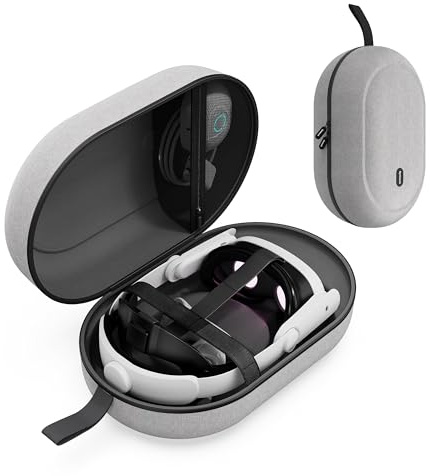 Syntech Grande Custodia Rigida Compatibile Con Meta Quest 3S/Oculus Quest 3/2/Pro/Pico4 Accessori la Cuffie VR Con Cinturino Elite, Controller Touch E Altri Accessori, Grande Capacità Per La Custodia