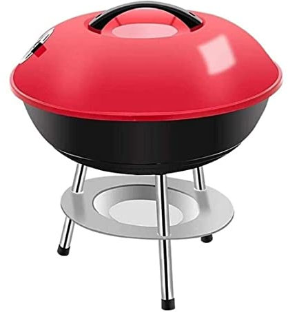 Kolgrill Picknick Grill Träkolgrill Grill Grill BBQ Grill Spis Utomhus Bärbar Rund BBQ Kolgrill Med Lock För Utomhuspicknick Kolgrillar Picknickgrill (Color : Rot)
