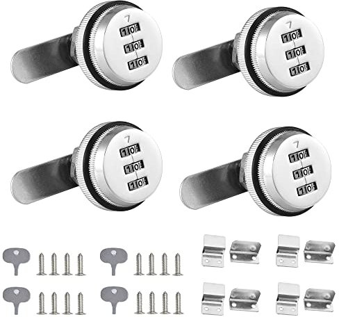Mogokoyo 4 Stück 3-Stellige Code Briefkastenschloss Zahlenschloss Ohne Schlüssel Nockenschloss Schloss Zinklegierung Sicherheitsschloss für Briefkasten/Schrank/Schublade, 20mm (Silber)