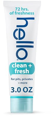 hello Clean & Fresh All Over Whole Body Deodorant Cream for Women and Men, Aluminum Free, Safe for Sensitive Skin, Pits, Privates, 3 ounces