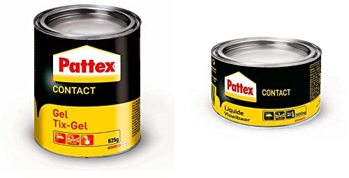 Pattex Colle contact type néoprène- Formule Gel tous matériaux- boite 625 gr & Colle Contact Liquide Boîte 300 g