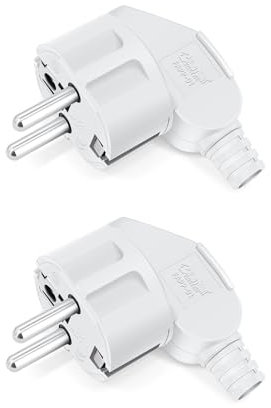 2 Stücke Schuko Stecker, IP20 Schuko Stecker für den Innenbereich, Europa-Stecker Kunststoff 250V (16A) für 8-10mm Kabel, IP20 für den Innenbereich - Weiß