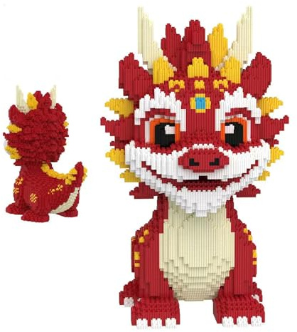 Minxtech Dragon Micro Blocs de Construction, 11322 Pièces Rouge Dragon Construction Briques AnimauxJouet, Collectionner Blocs de Construction Modèle, Non Compatible avec Marques Grand