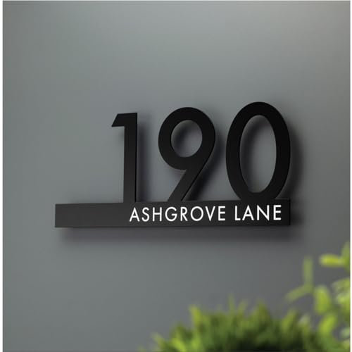 Plaque d'adresse personnalisée et panneau décoratif en bois de roche pour boîte aux lettres (noir, 22 x 10 cm)