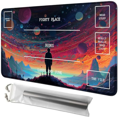 RWUTYTIUL Galaxy Man Karten-Spielmatte, 61 x 35,6 cm, mit Tube-Tasche, Kartenspiel-Schreibtischmatten für Commander-Deck, MTG, RPG, CCG, TCG, Kartenspiele