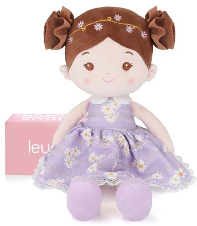 LeyaDoll Weiche Stoffpuppe (40cm) – Geburtstags- & Taufgeschenk für Mädchen – Liebevolles Baby Spielzeug 0–3 Jahre – Mein erster Schutzengel – Daisy-Light-Purple