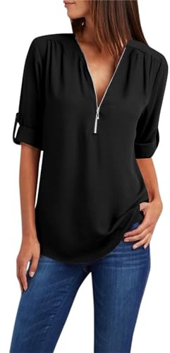 Cocila Vente en Ligne Soldes Chemisier Col Claudine Blouse Femme De Ménage Chemisier Manche Courte T Shirt Femme Marque Tunique Lin Femme Été Crop Top Large Femme Destockage Vetement Femme Pas Cher