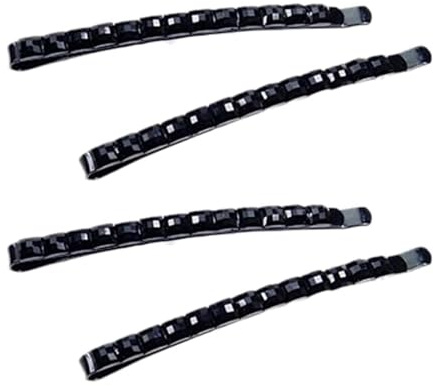 Lot de 4 barrettes à cheveux noires avec strass brillants, épingles à cheveux en cristal et strass - Décoration de cheveux scintillante pour femme