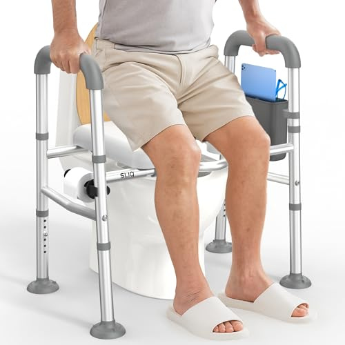 Sliq Toilet Seat Risers for Seniors, Raised Handicap Toilet Seat with Handles Over Toilet, High Capacity Toilet Riser with Handles for Elderly Adults, Handicap, and Pregnant