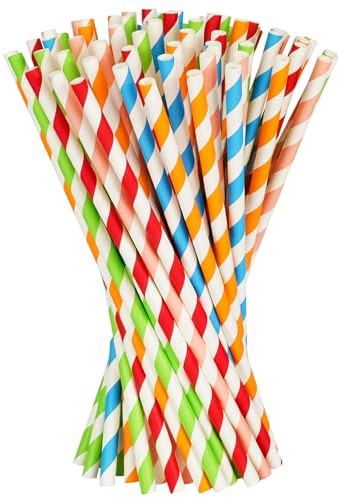 Vicloon Paja de Papel, 250 Piezas Pajita Ecológicas Compostables Pajitas Fiesta Papel Utilizado para Cumpleaños, Navidad, Pajitas Biodegradables Bebidas Frías y Calientes