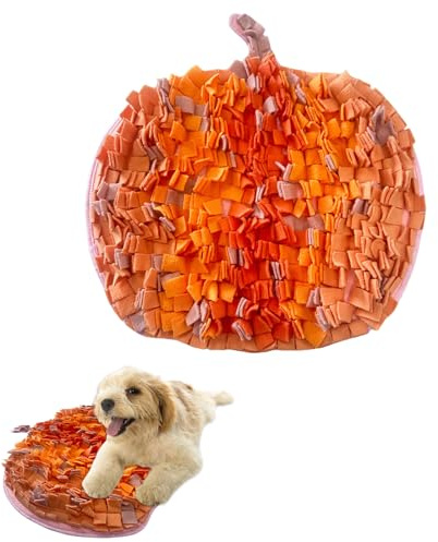 PLUSHCEWT Snuffle Mat for Dogs,Food Sniffing Feeding Mat Pet Snuffle Mat,Interactive Feeding Game Toy for Dogs,Natural Foraging Skills,Slow Feeding Puppy Training Mat for Small,Medium Dog (Pumpkin)