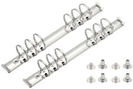 PATIKIL A5 6 hål ringpärmsmekanismer, 2 set 2 cm O-ring ersättningspärm planerare lösa bladbindande ryggar med brytare för organisatörer gör-det-själv fyllning pappersförvaringsmapp, 30 mm silver