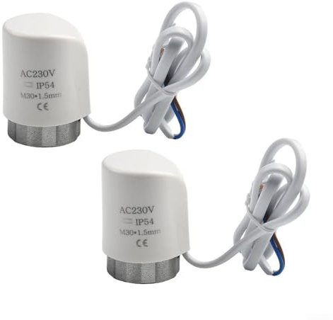 Filteilect 2PCS Electric Heating Actuator, AC230V M30x1.5mm Electric Actuator For Floor Heating Radiator Valve For Home Heating Systems(Normally Closed)
