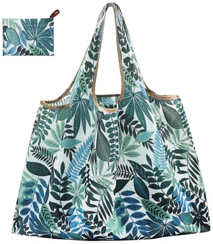 CHEESANHERR Vikbara återanvändbara shoppingväskor, stor hopfällbar shoppingväska, lätt tygväska matväska, tvättbar handväska bärbar påse för daglig användning shoppingresor, 53 x 66 cm