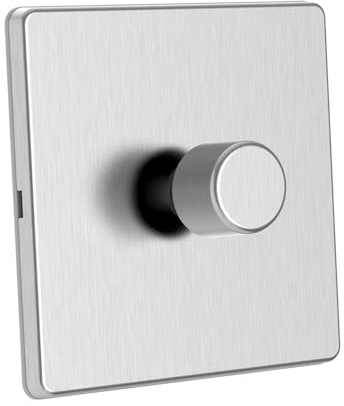 Zigbee Dimmer Smart Switch kompatibel mit Home Assistant, Philips Hue, Hubitat, Amazon Echo | kein Neutraldraht | 2-Wege-kompatibel | LED und Glühlampe [RD1 gebürstetes Chrom, 1-Gang]