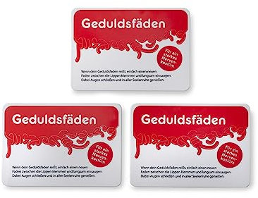 Geduldsfäden Fruchtgummischnüre mit Erdbeergeschmack, in praktischer Schiebeschachtel, 3er Pack (72g), ideale Geschenkidee von Liebeskummerpillen