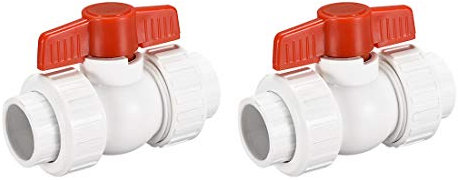 sourcing map Bola Válvula, 1 PPR Enchufe Extremo Verdadero Unión Válvula para Configuración Acuario, Bomba Sumidero, Piscina, Aspersor Jardín Blanco Rojo 2uds