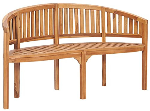 Bananenbank | Gartenbank | Holz Parkbank | Terrasse Holzbank | Outdoor Sitzbank | Balkonbank | 151 cm Massivholz Teak