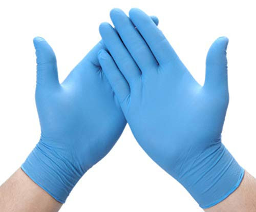 Disposable Vinyl Gloves, 100Pcs, Blue, Powder Free, Latex Free, Kitchen, Food Safe, Extra Strong, Multi-Purpose, Non-Sterile for All Purposes (Large)