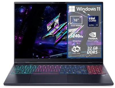 acer Predator Helios Neo 16S AI PHN16S-71-976U Notebook Gaming, NVIDIA GeForce RTX 5070 8 GB GDDR7, Intel Core Ultra 9 275HX, RAM 32 GB DDR5, 2 TB SSD, Display 16 OLED 240 Hz DDS, Windows 11 Home
