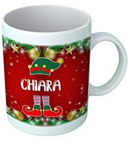 Overthetee Tazza Natale Personalizzabile Nome Donna Elfa Elfo Elf Giullare Natalizio Gadget Natale Simpatica Tazze Simpatiche Regalo Originale