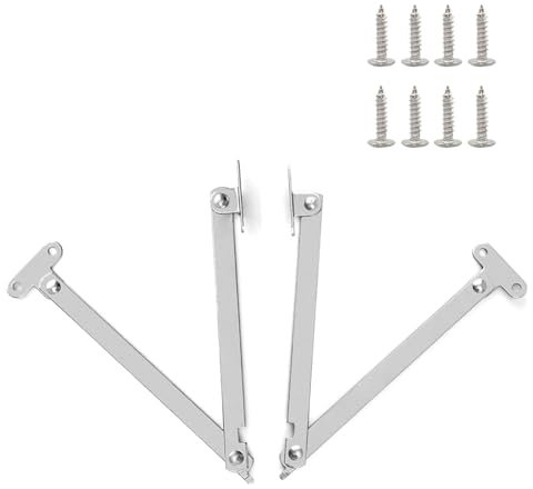 FAST-FX 2 Pcs Steel Lid Stay Support Hinge,Steel Drop Down Hinge,Folding Cabinet Stay Hinges,180 Degree Lid Support Hinges for Furniture Cabinet Cupboard Wardrobe Door