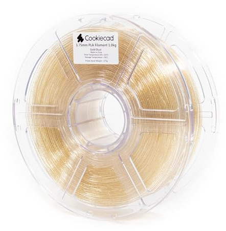 Cookiecad Gold Dust Translucent Gold Glitter PLA 3D Printer Filament 1.75mm 1kg