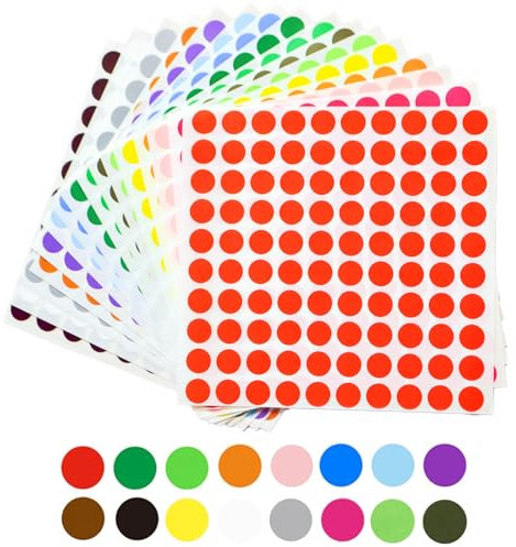 agogue 1600 Stück Klebepunkte Bunt, 10mm Runde Aufkleber, Markierungspunkte Farbig für Büro, Schule, Kalender, Karten (16 Farben)