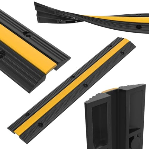 VANCHEMO Lot de 4 passerelles de câbles en caoutchouc - 100 x 15 x 3 cm - Protection contre les débordements jusqu'à 8 tonnes - Antidérapants - Extensible - Pour parkings, entrepôts, intérieur et